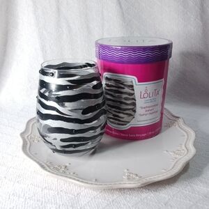 Lolita Love My Wine "Sophisticated Safari" Zebra Print Stemless Wine Glass